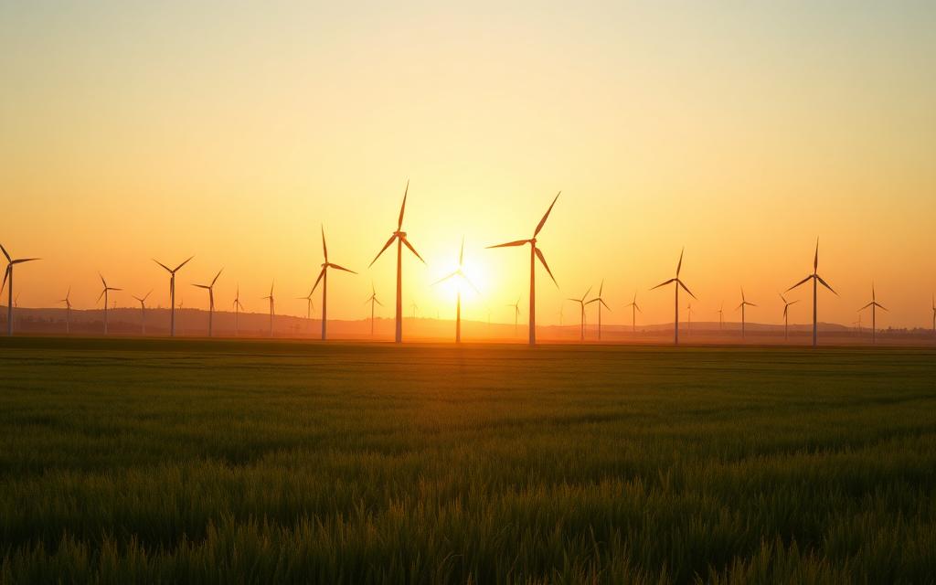 Wind turbines at sunrise